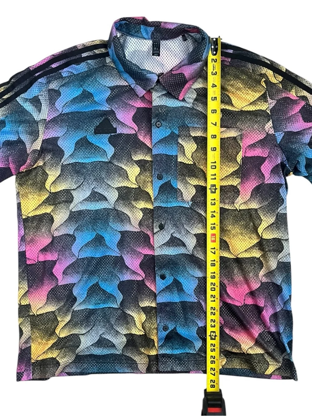 Adidas Tiro Allover Print Mesh Resort Shirt Summer Beach Colorful Mens Large